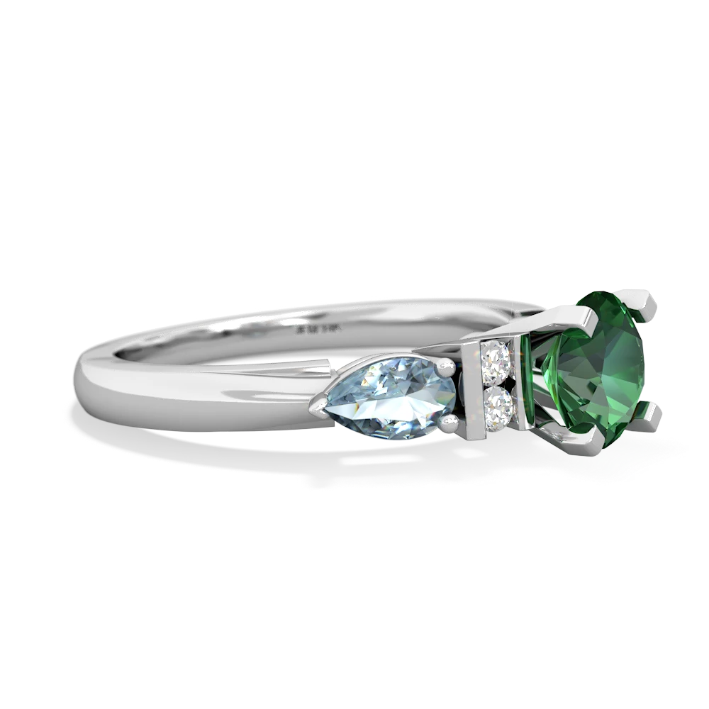 Lab Emerald 6Mm Round Eternal Embrace Engagement 14K White Gold ring R2005