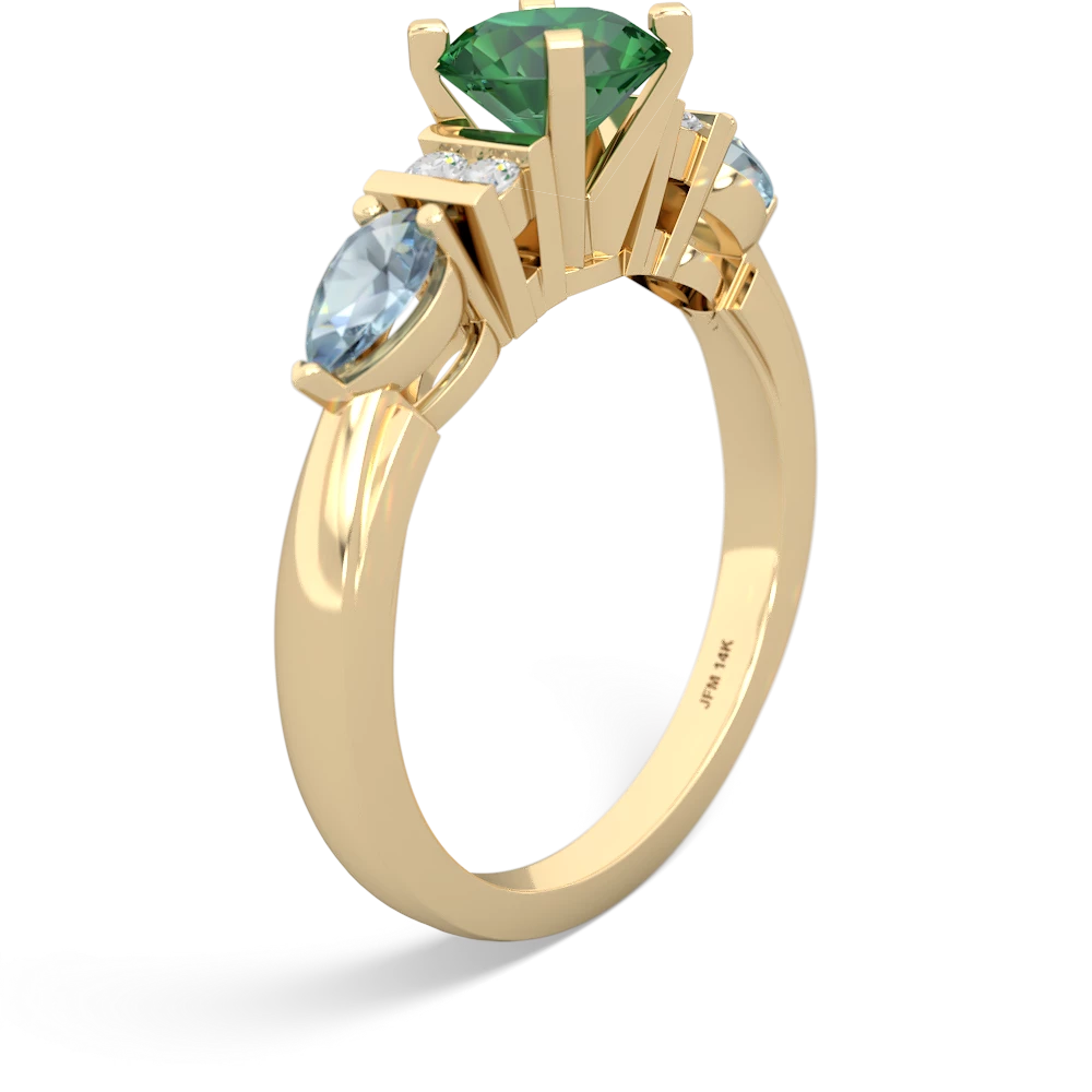 Lab Emerald 6Mm Round Eternal Embrace Engagement 14K Yellow Gold ring R2005