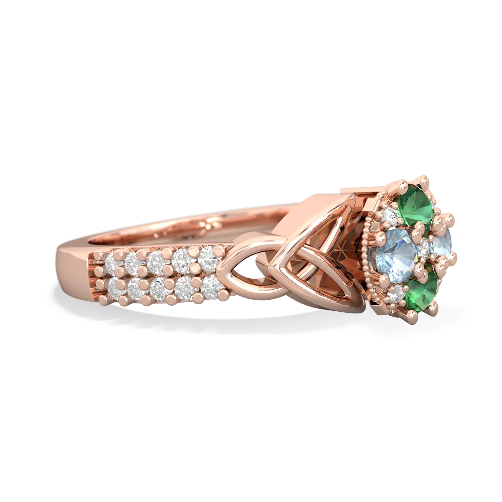 Lab Emerald Celtic Knot Cluster Engagement 14K Rose Gold ring R26443RD