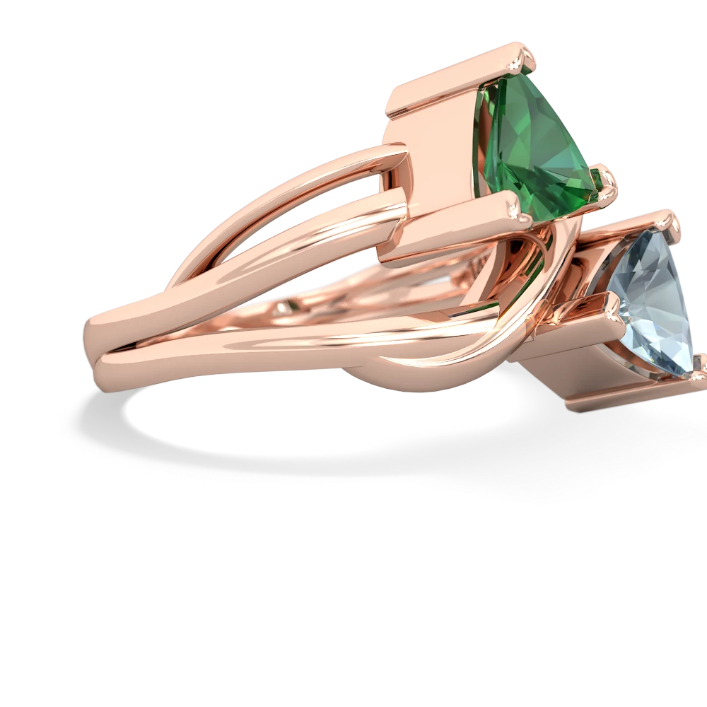 Lab Emerald Split Band Swirl 14K Rose Gold ring R2341