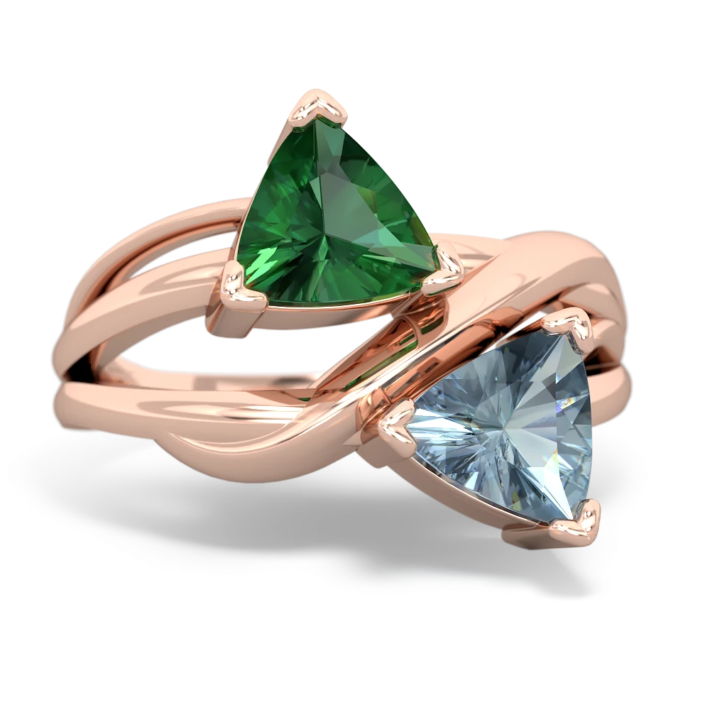 Lab Emerald Split Band Swirl 14K Rose Gold ring R2341