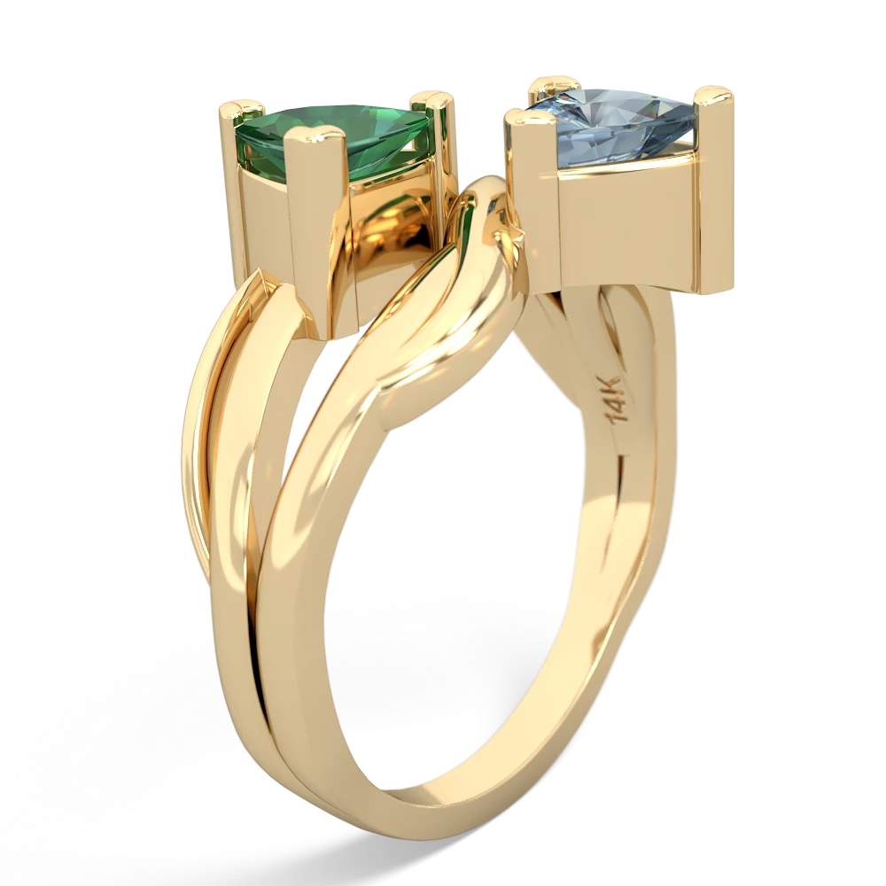 Lab Emerald Split Band Swirl 14K Yellow Gold ring R2341