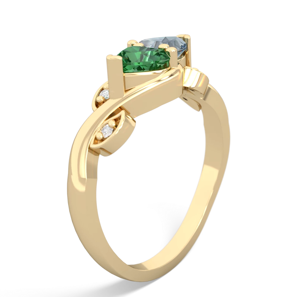 Lab Emerald Floral Elegance 14K Yellow Gold ring R5790