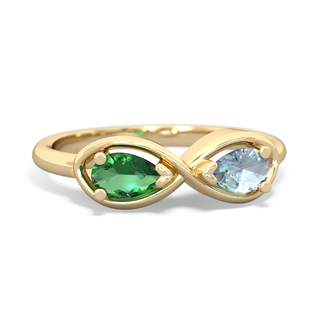 Lab Emerald Infinity 14K Yellow Gold ring R5050