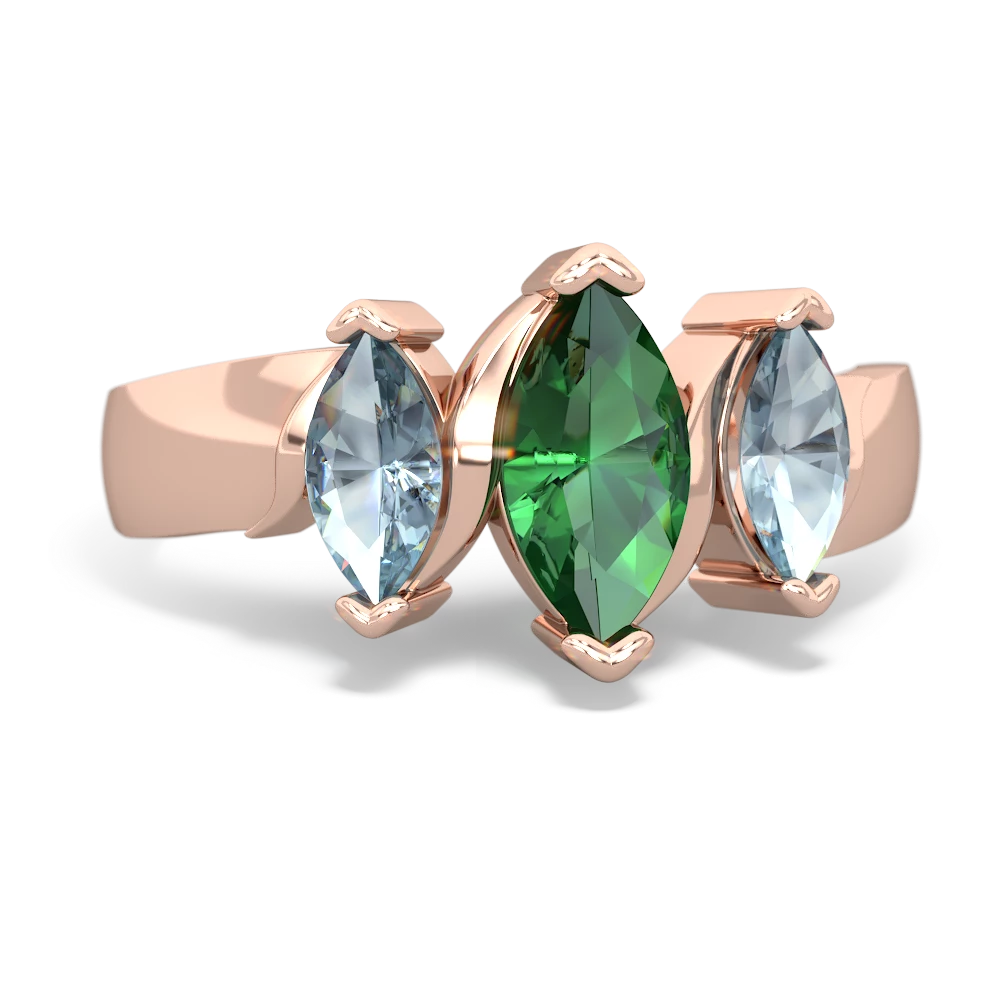 Lab Emerald Three Peeks 14K Rose Gold ring R2433