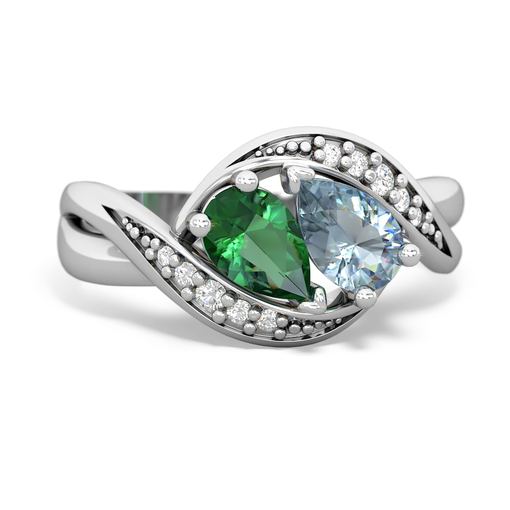 Lab Emerald Summer Winds 14K White Gold ring R5342