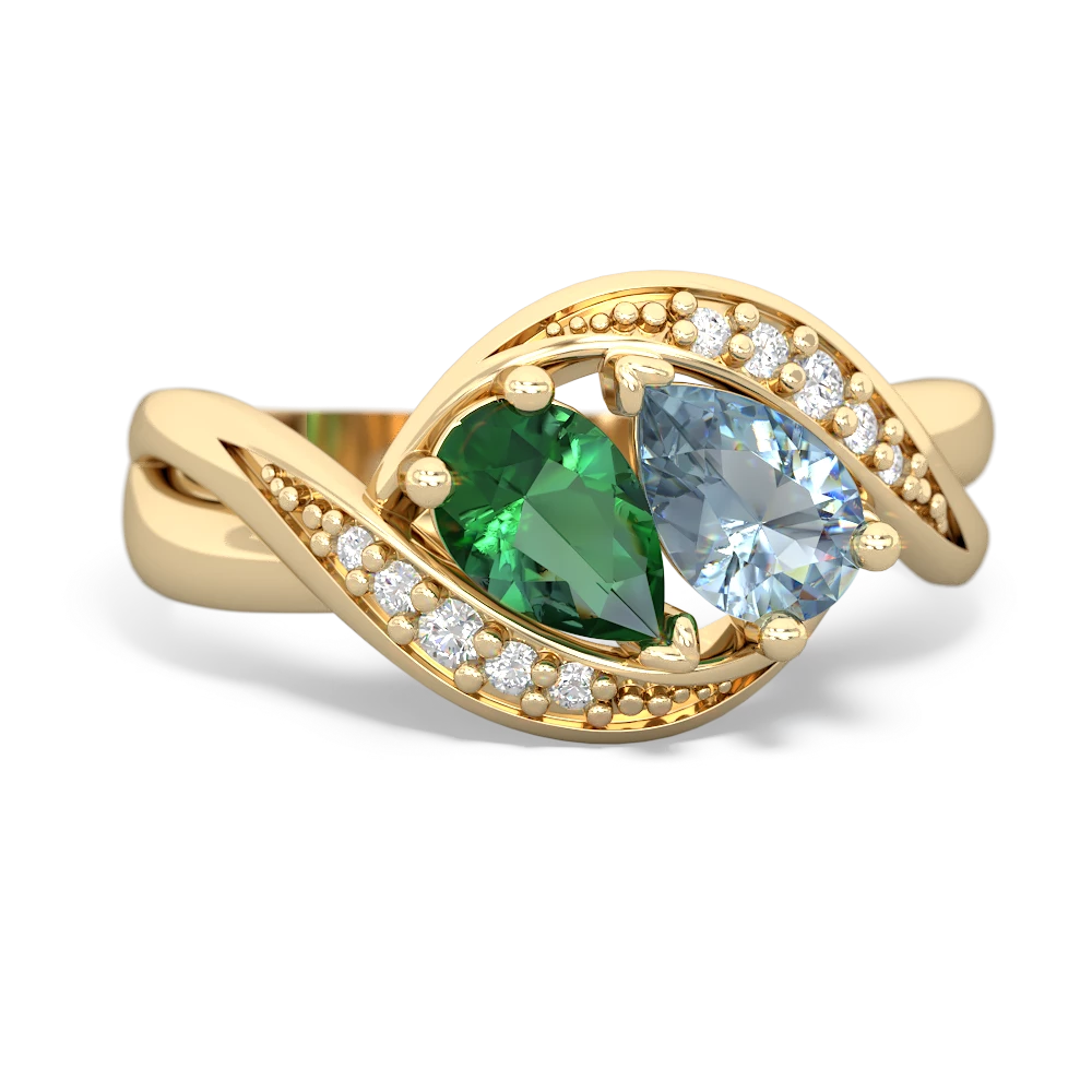 Lab Emerald Summer Winds 14K Yellow Gold ring R5342