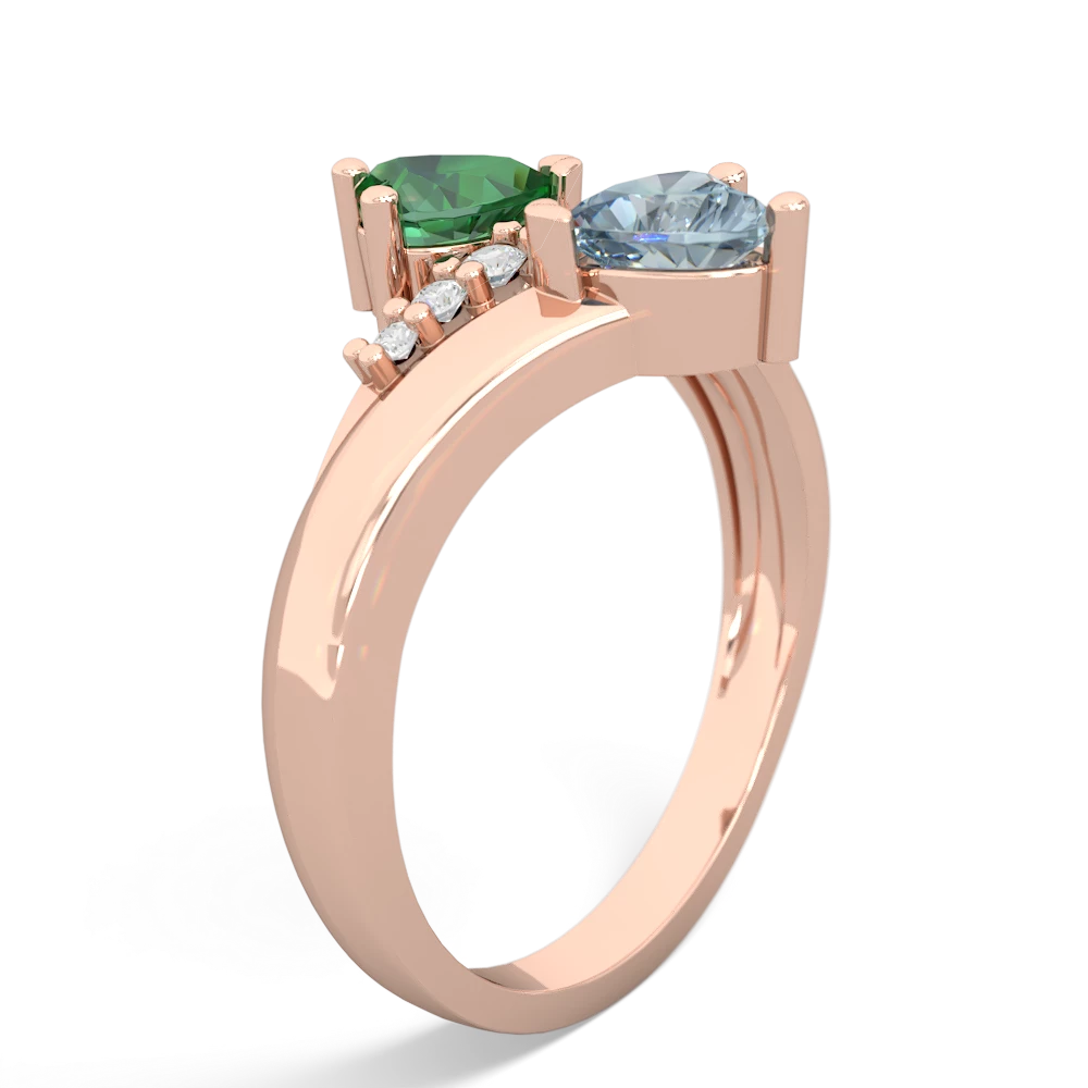 Lab Emerald Heart To Heart 14K Rose Gold ring R2064