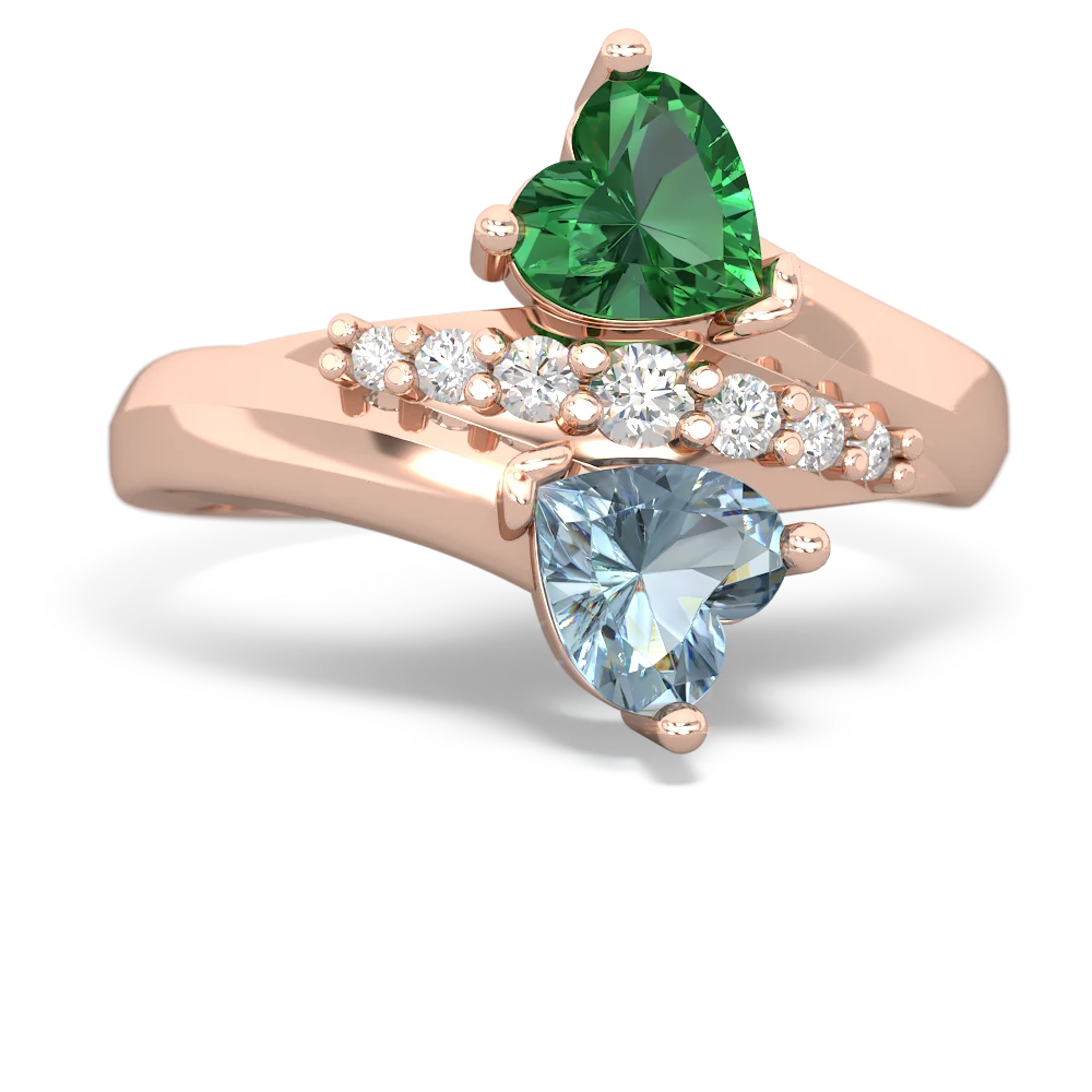 Lab Emerald Heart To Heart 14K Rose Gold ring R2064