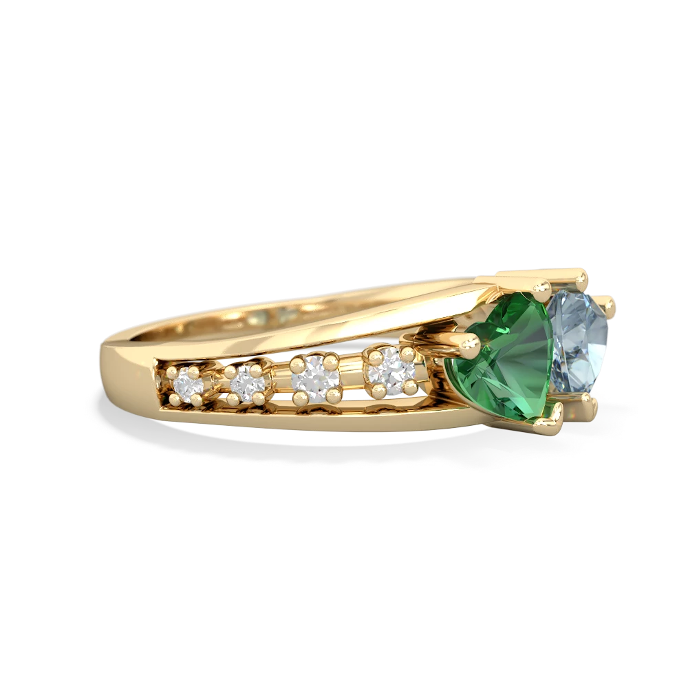 Lab Emerald Heart To Heart 14K Yellow Gold ring R3342