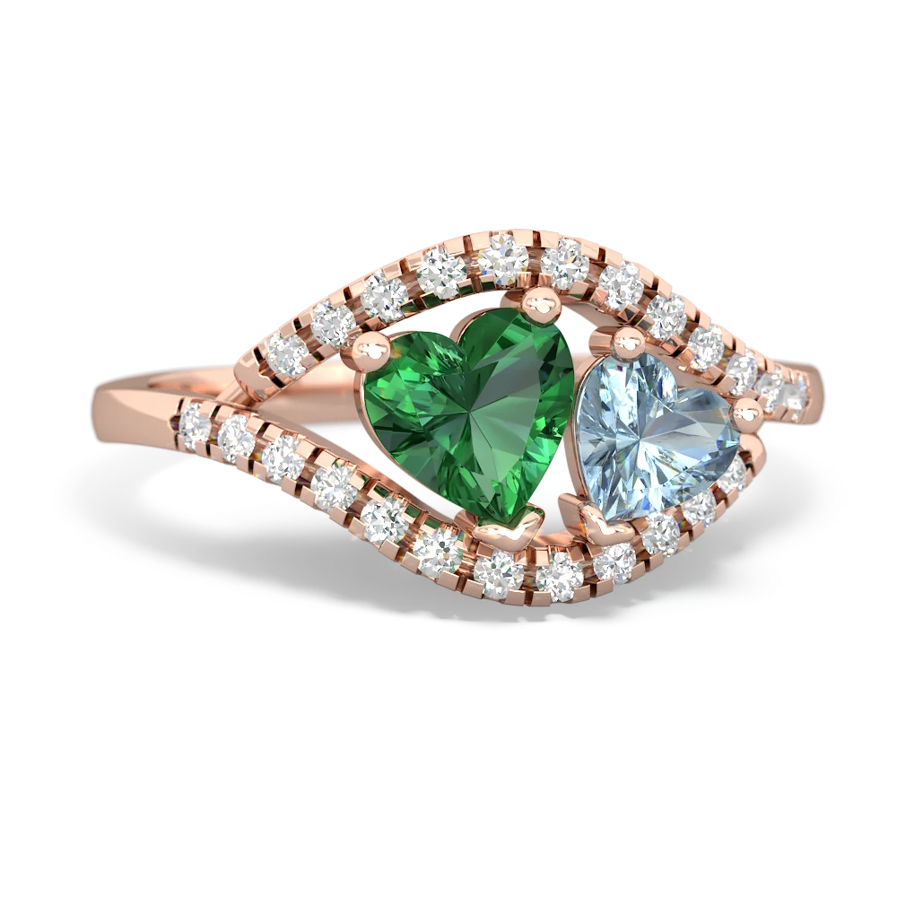 Lab Emerald Mother And Child 14K Rose Gold ring R3010