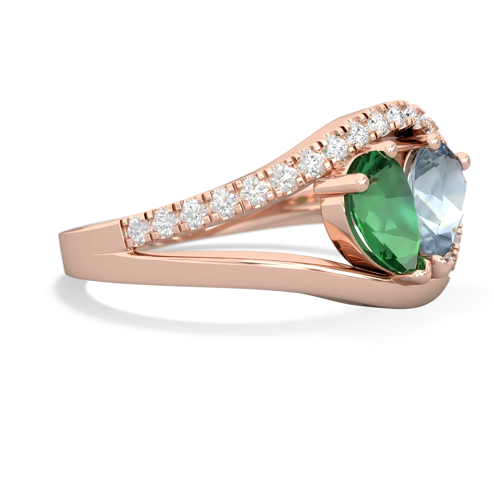 Lab Emerald Nestled Heart Keepsake 14K Rose Gold ring R5650