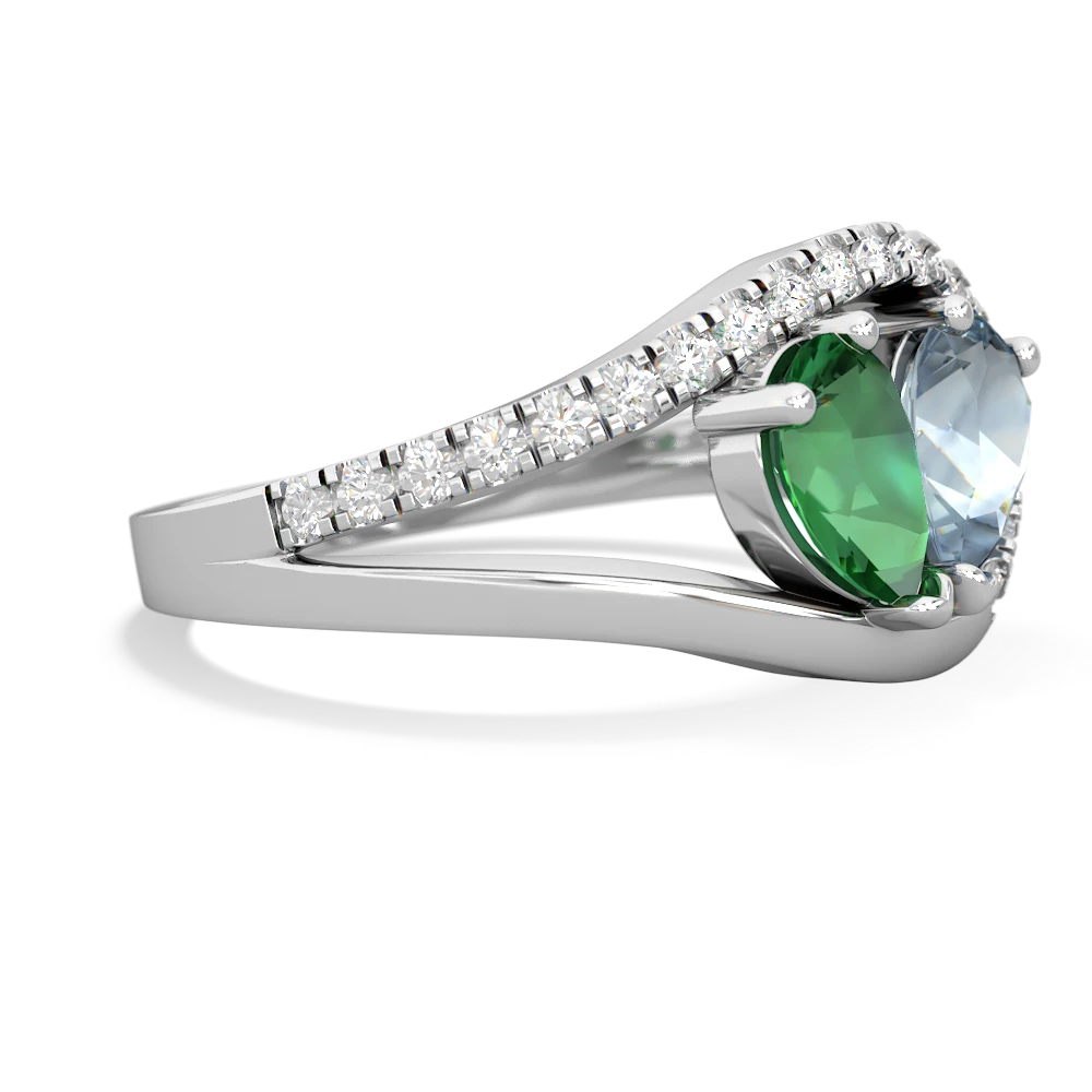 Lab Emerald Nestled Heart Keepsake 14K White Gold ring R5650