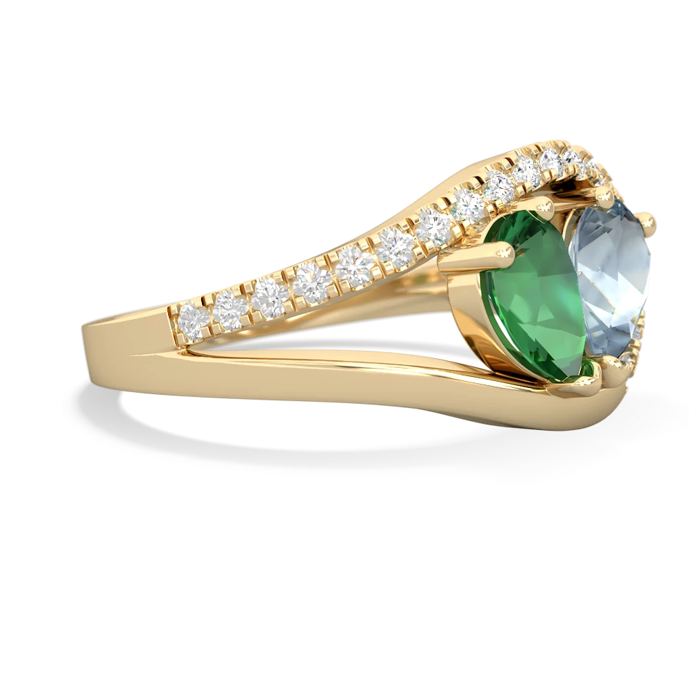 Lab Emerald Nestled Heart Keepsake 14K Yellow Gold ring R5650