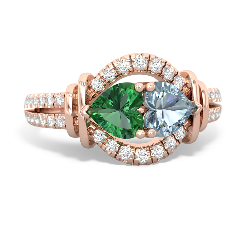 Lab Emerald Art-Deco Keepsake 14K Rose Gold ring R5630