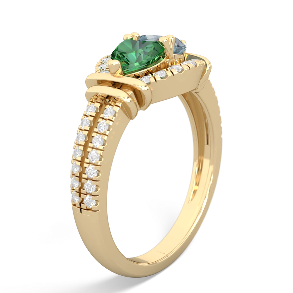 Lab Emerald Art-Deco Keepsake 14K Yellow Gold ring R5630