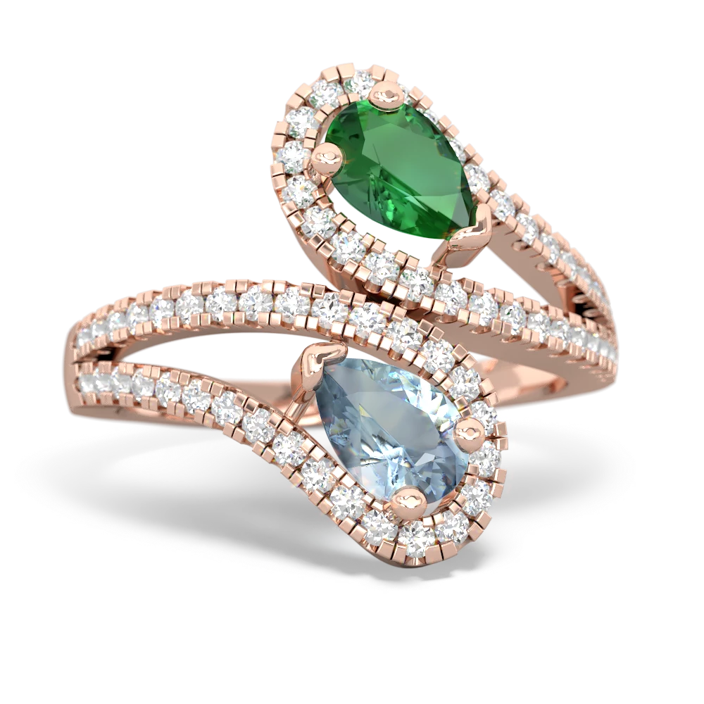 Lab Emerald Diamond Dazzler 14K Rose Gold ring R3000