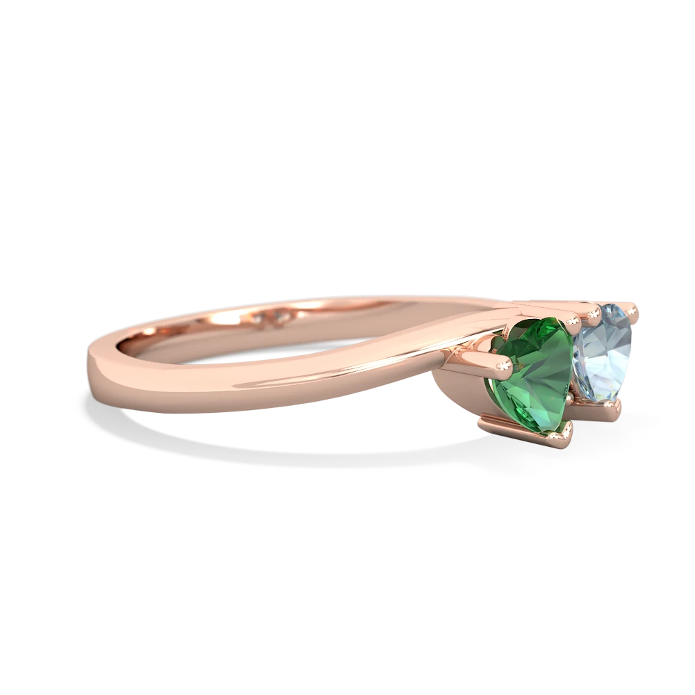 Lab Emerald Sweethearts 14K Rose Gold ring R5260