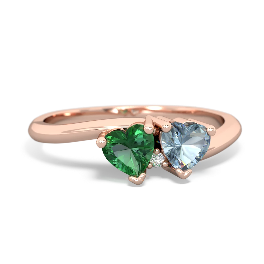 Lab Emerald Sweethearts 14K Rose Gold ring R5260