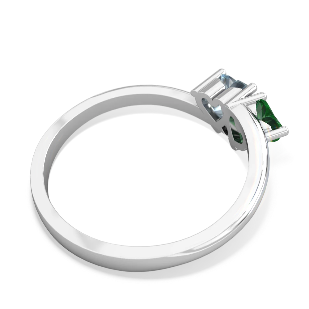 Lab Emerald Sweethearts 14K White Gold ring R5260