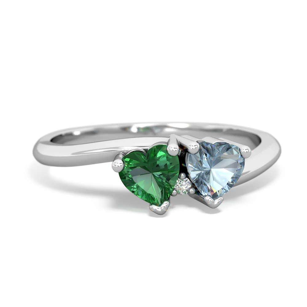 Lab Emerald Sweethearts 14K White Gold ring R5260