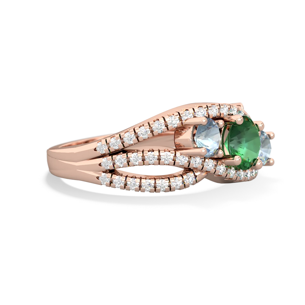 Lab Emerald Three Stone Aurora 14K Rose Gold ring R3080