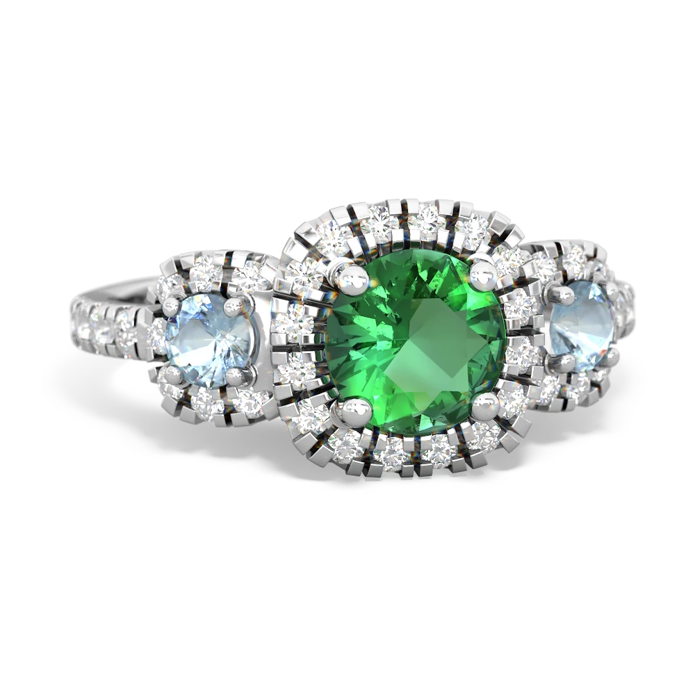 Lab Emerald Regal Halo 14K White Gold ring R5350