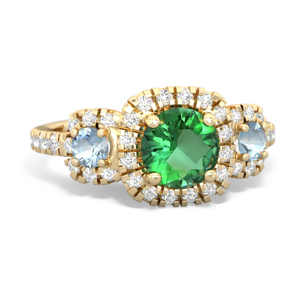 Lab Emerald Regal Halo 14K Yellow Gold ring R5350