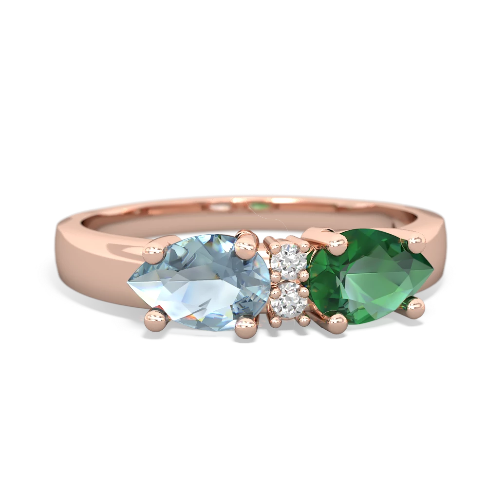 Lab Emerald Pear Bowtie 14K Rose Gold ring R0865