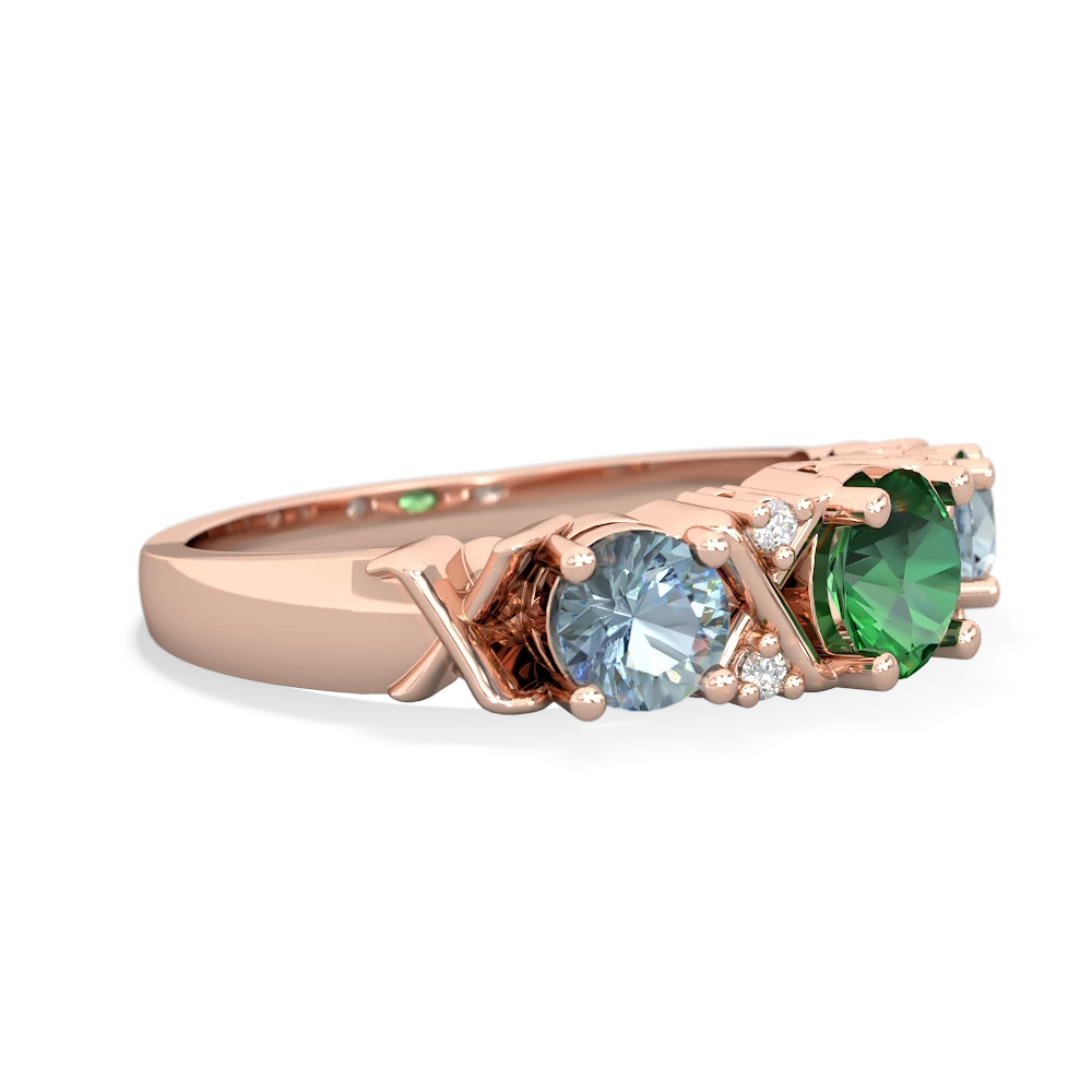 Lab Emerald Hugs And Kisses 14K Rose Gold ring R5016