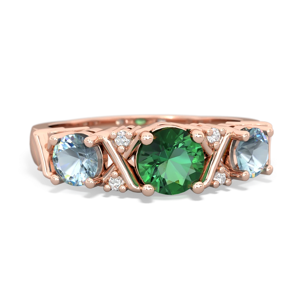 Lab Emerald Hugs And Kisses 14K Rose Gold ring R5016