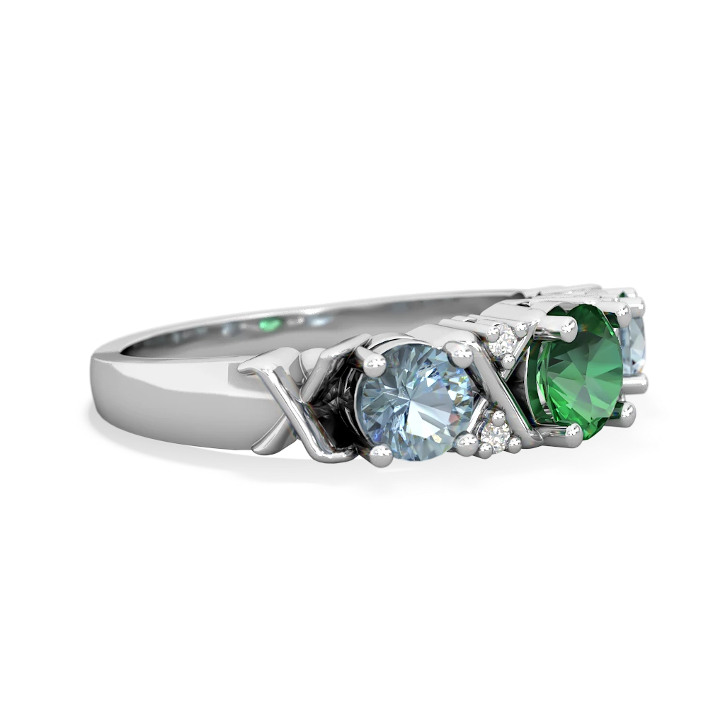 Lab Emerald Hugs And Kisses 14K White Gold ring R5016