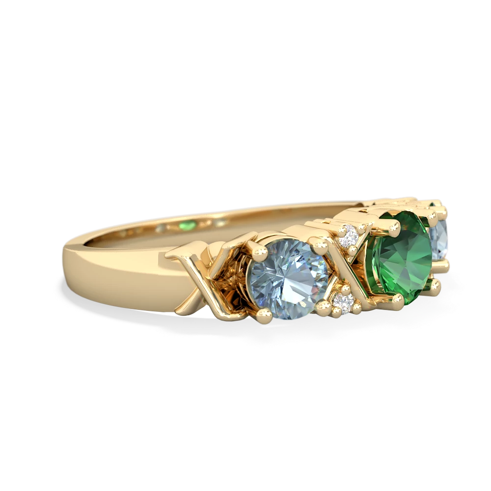 Lab Emerald Hugs And Kisses 14K Yellow Gold ring R5016