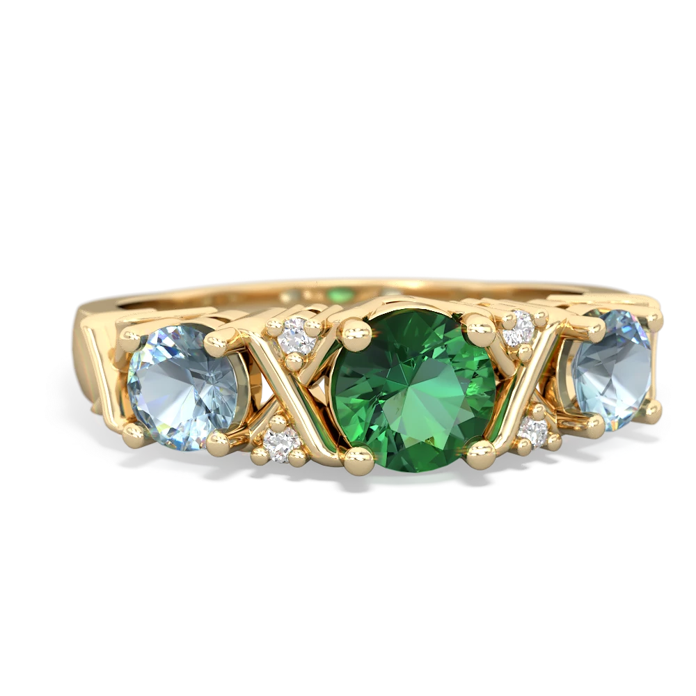 Lab Emerald Hugs And Kisses 14K Yellow Gold ring R5016