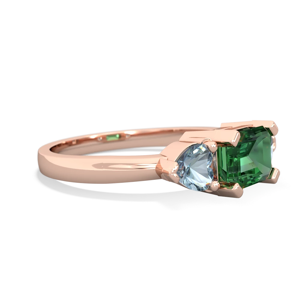 Lab Emerald Three Stone 14K Rose Gold ring R5235