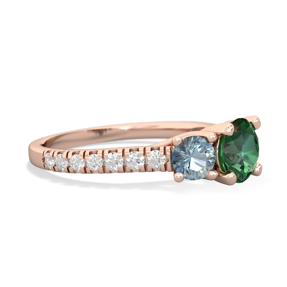 Lab Emerald Pave Trellis 14K Rose Gold ring R5500