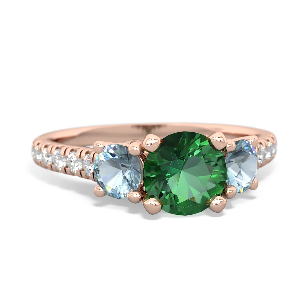 Lab Emerald Pave Trellis 14K Rose Gold ring R5500