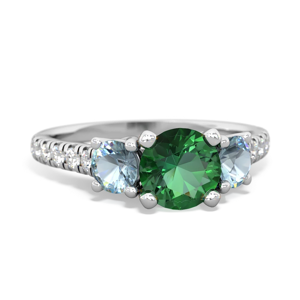 Lab Emerald Pave Trellis 14K White Gold ring R5500