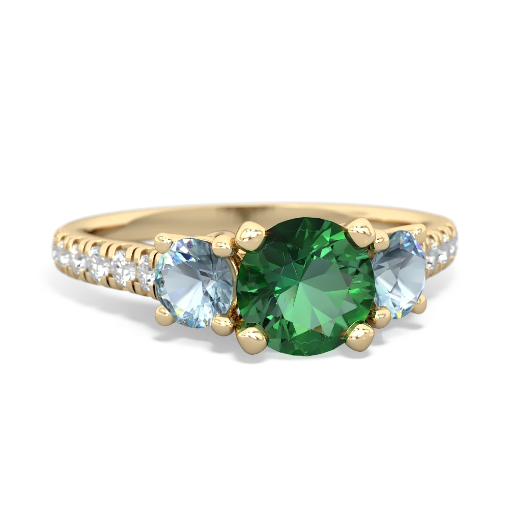 Lab Emerald Pave Trellis 14K Yellow Gold ring R5500