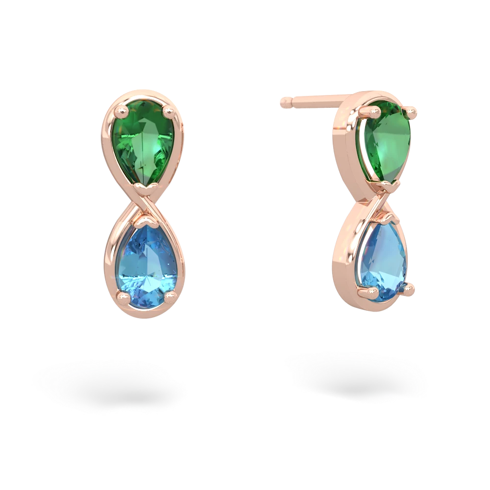 Lab Emerald Infinity 14K Rose Gold earrings E5050