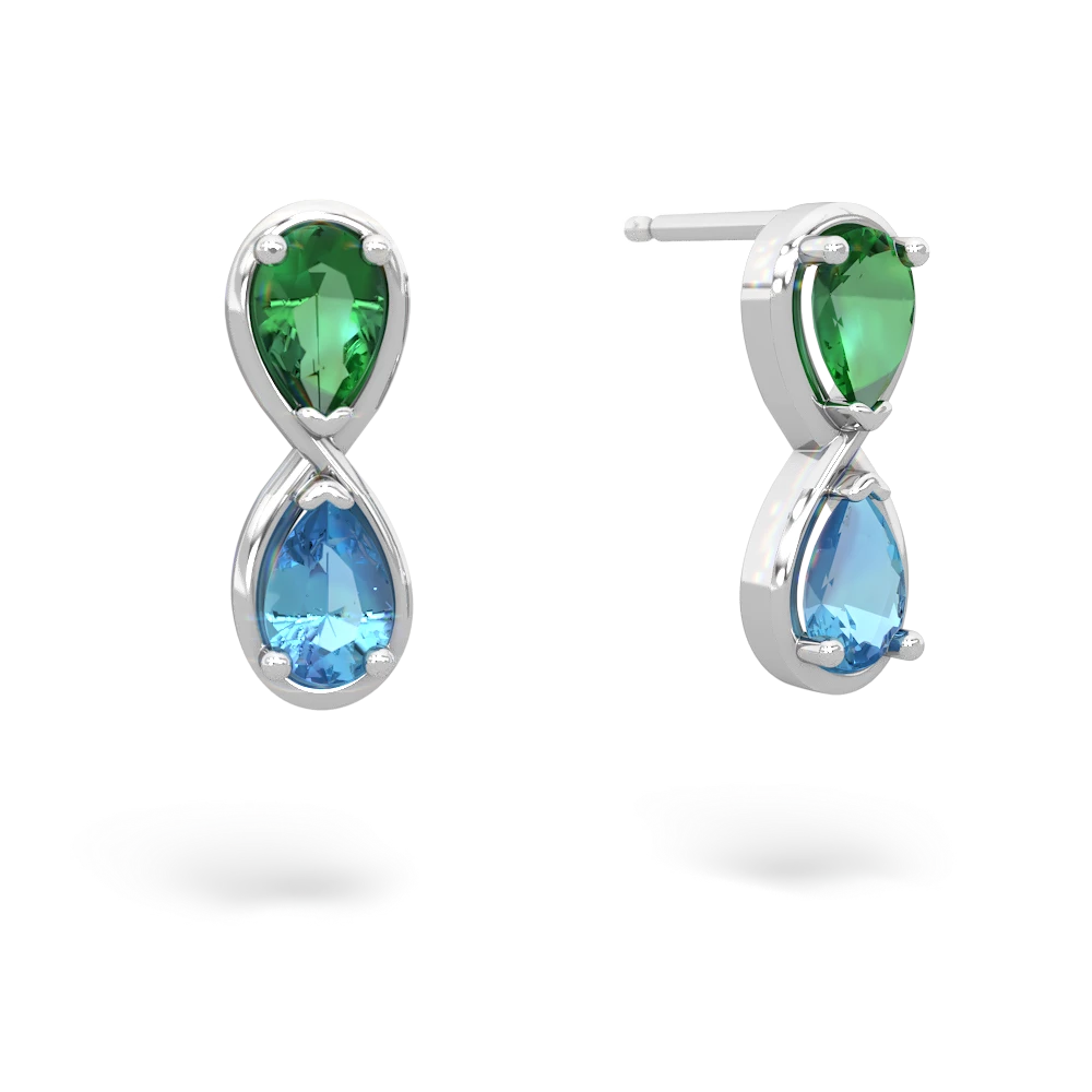 Lab Emerald Infinity 14K White Gold earrings E5050