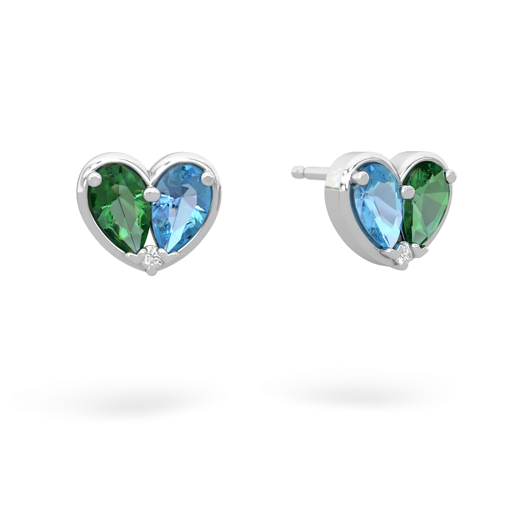 Lab Emerald 'Our Heart' 14K White Gold earrings E5072