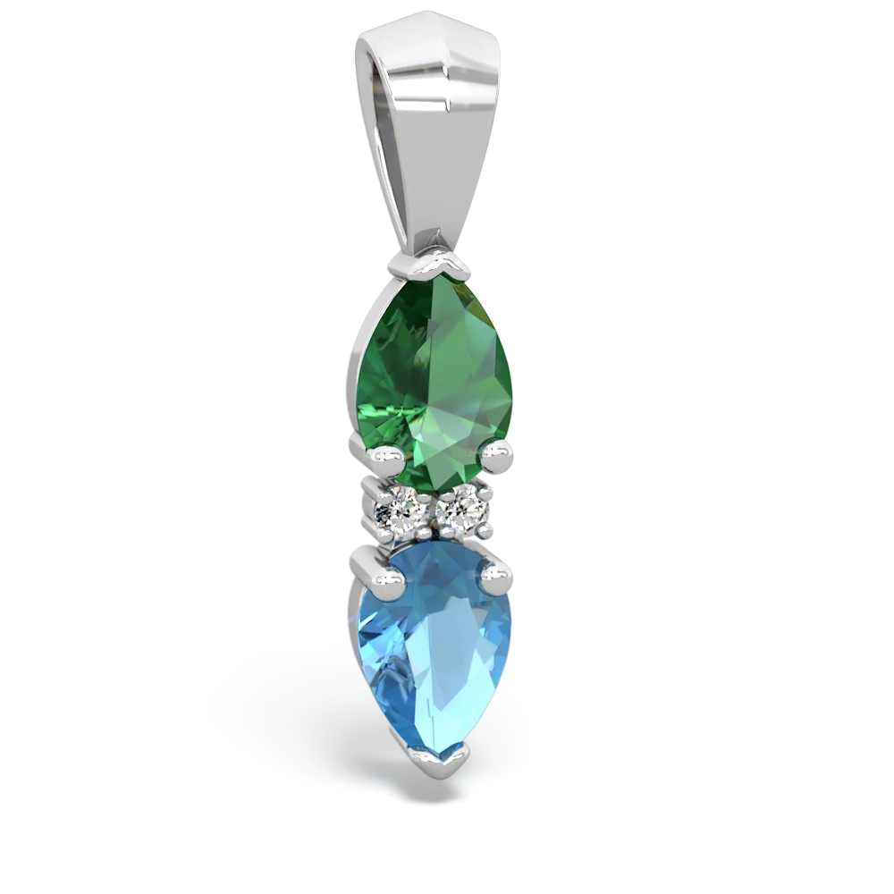 Lab Emerald Bowtie Drop 14K White Gold pendant P0865