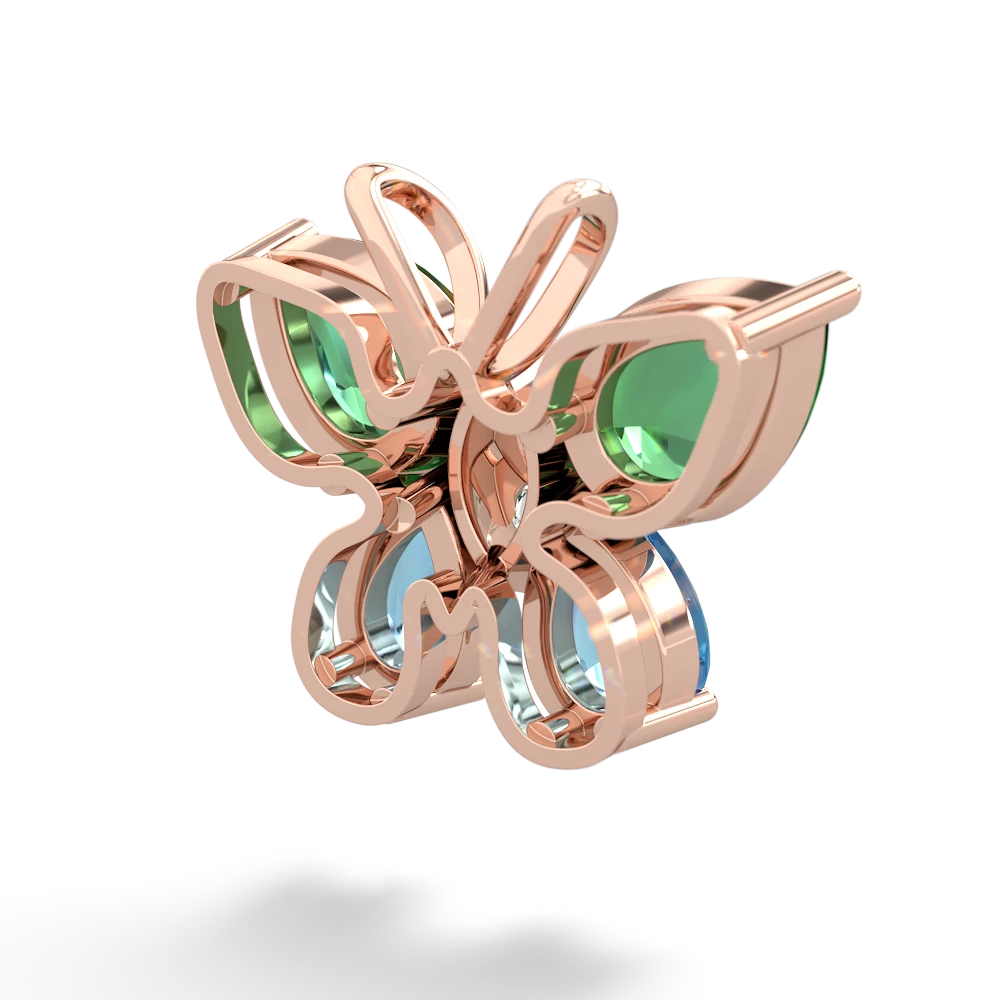 Lab Emerald Butterfly 14K Rose Gold pendant P2215