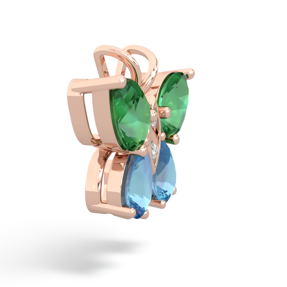 Lab Emerald Butterfly 14K Rose Gold pendant P2215