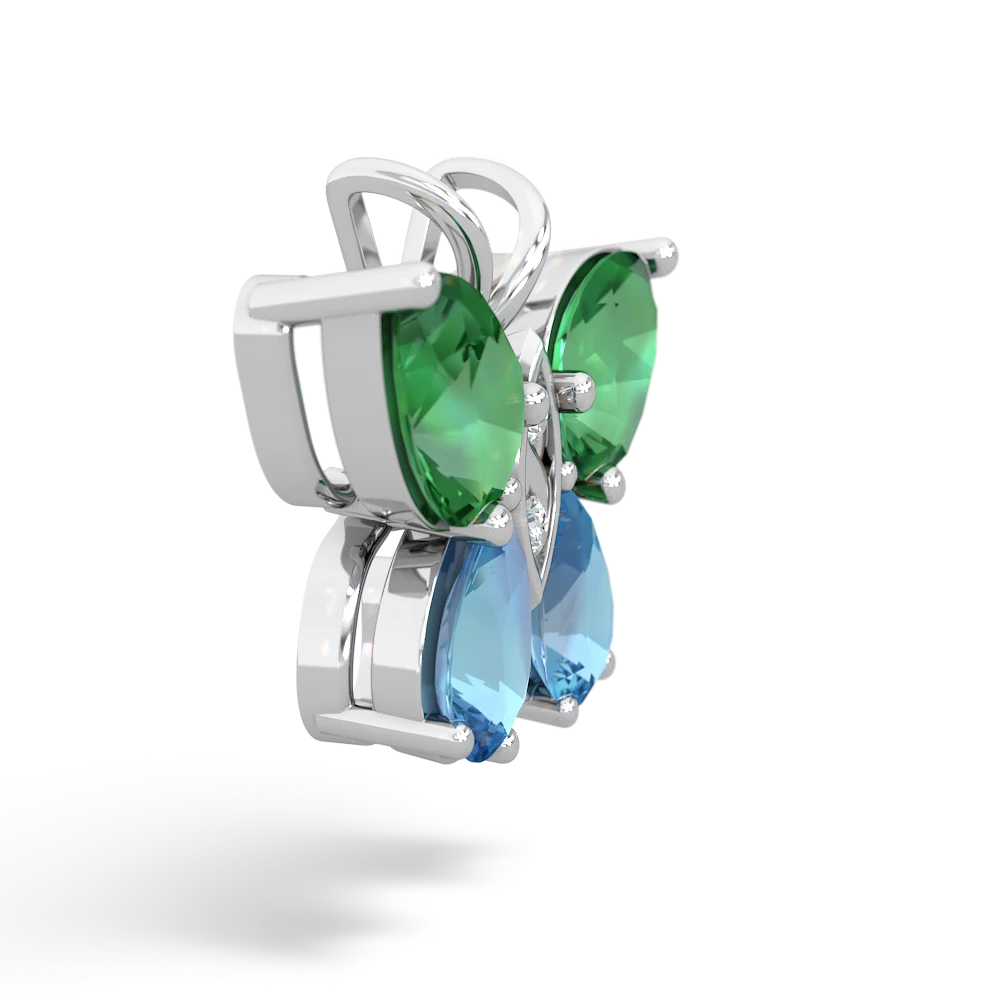 Lab Emerald Butterfly 14K White Gold pendant P2215