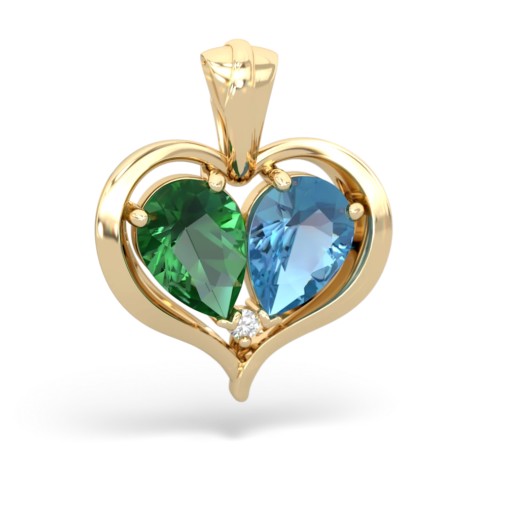 Lab Emerald Two Become One 14K Yellow Gold pendant P5330