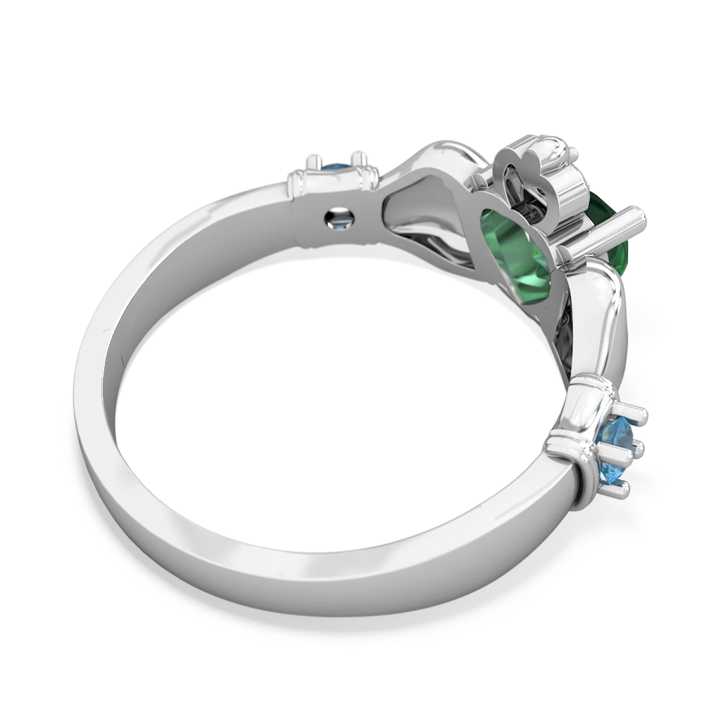 Lab Emerald Claddagh Keepsake 14K White Gold ring R5245