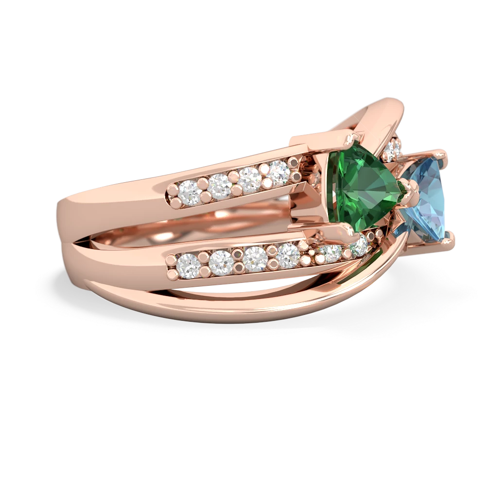 Lab Emerald Bowtie 14K Rose Gold ring R2360