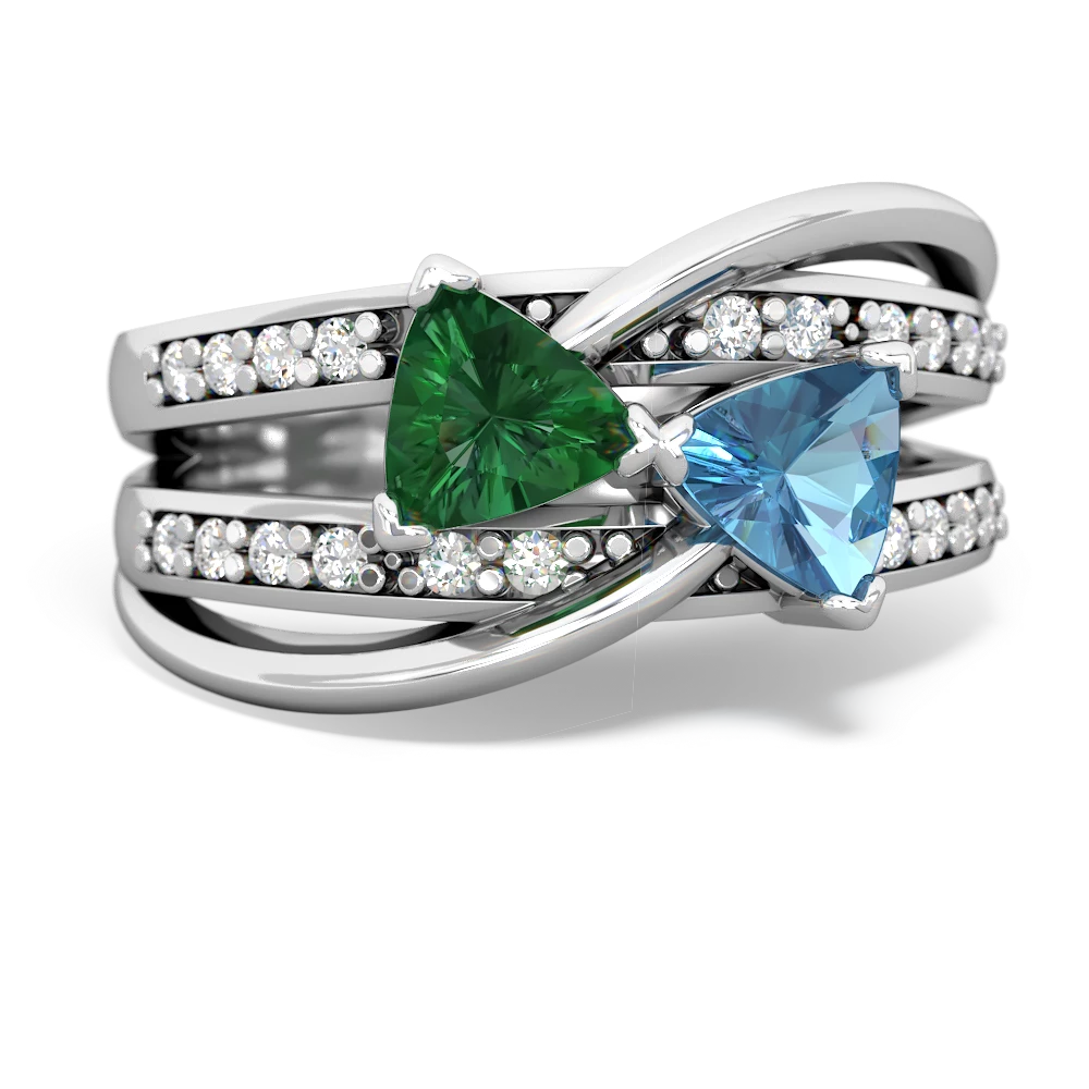 Lab Emerald Bowtie 14K White Gold ring R2360